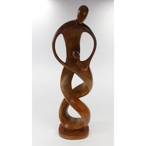Connected Love Resin Statue with Woodgrain finish